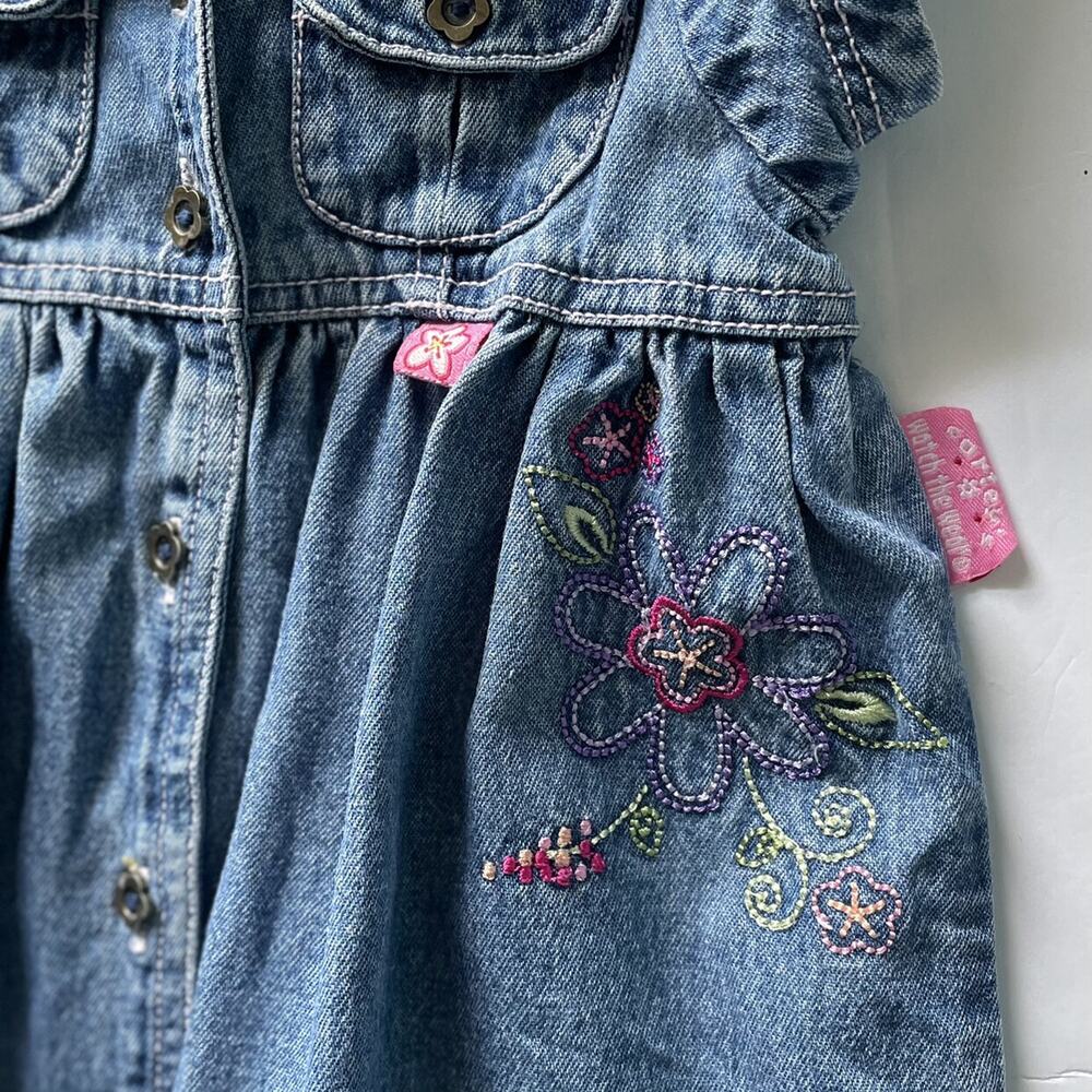 Vintage Carters Watch The Wear Denim Embroidered Dress Size 12M - Picture 3 of 10